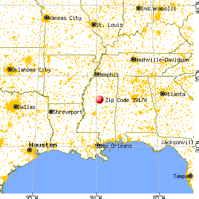 Vaiden, MS (39176) map from a distance