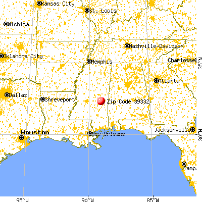 Hickory, MS (39332) map from a distance