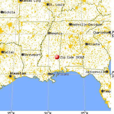 Stonewall, MS (39363) map from a distance