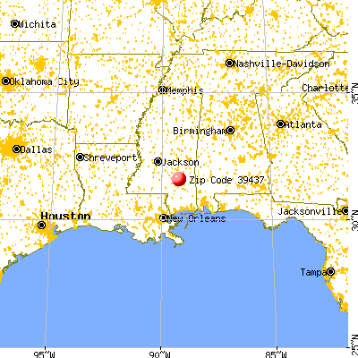 Ellisville, MS (39437) map from a distance