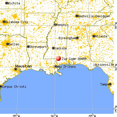 Lumberton, MS (39455) map from a distance