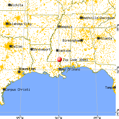 Foxworth, MS (39483) map from a distance