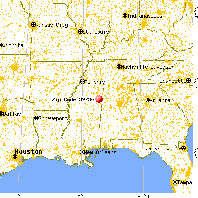 Aberdeen, MS (39730) map from a distance