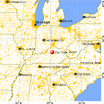 Midway, KY (40347) map from a distance