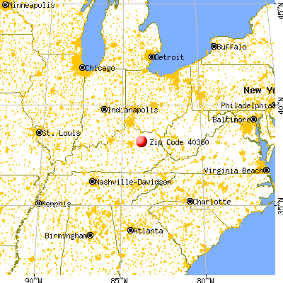 Owingsville, KY (40360) map from a distance