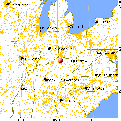 Sadieville, KY (40370) map from a distance