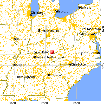 Barbourville, KY (40906) map from a distance