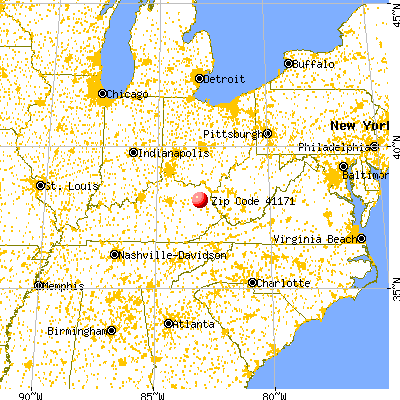 Sandy Hook, KY (41171) map from a distance