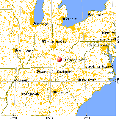 Beattyville, KY (41311) map from a distance