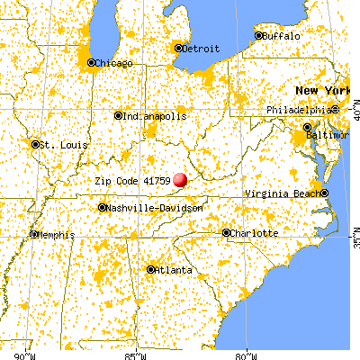 Vicco, KY (41759) map from a distance