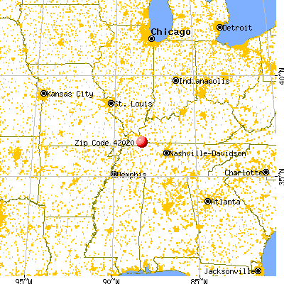 Dexter, KY (42020) map from a distance
