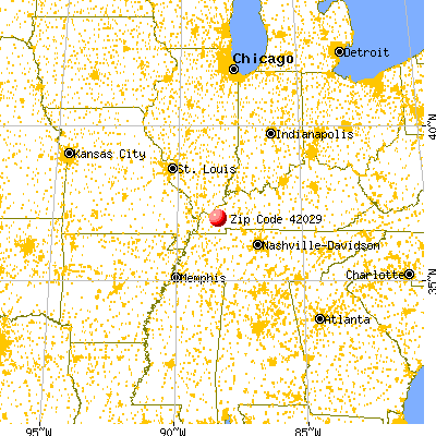 Calvert City, KY (42029) map from a distance