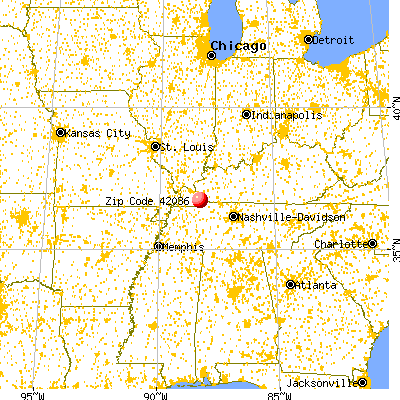 Dexter, KY (42036) map from a distance