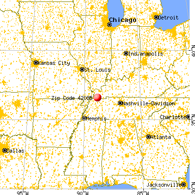 Water Valley, KY (42085) map from a distance