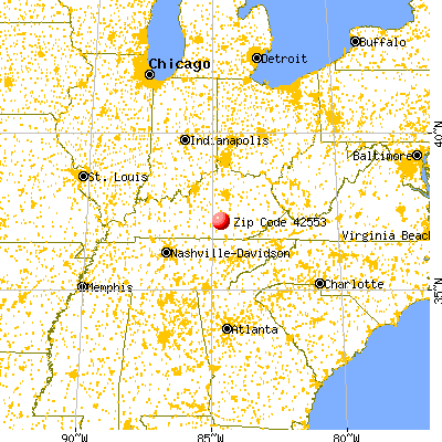 Science Hill, KY (42553) map from a distance