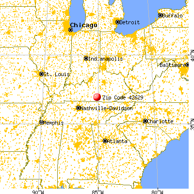 Jamestown, KY (42629) map from a distance