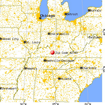 Greensburg, KY (42743) map from a distance