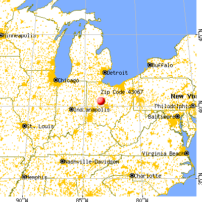 Raymond, OH (43067) map from a distance