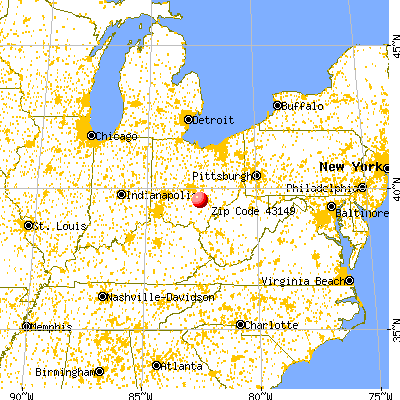 Rockbridge, OH (43149) map from a distance