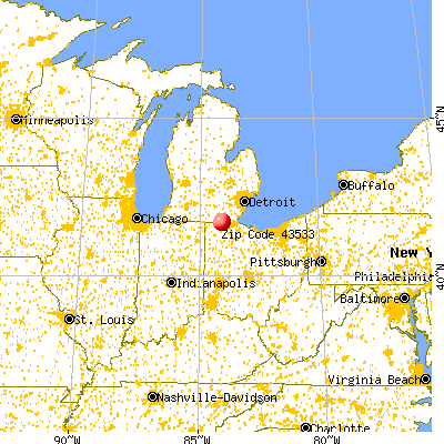 Lyons, OH (43533) map from a distance