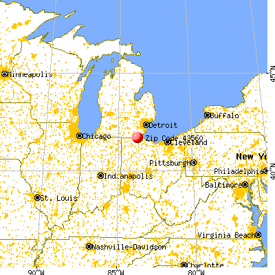 Sylvania, OH (43560) map from a distance