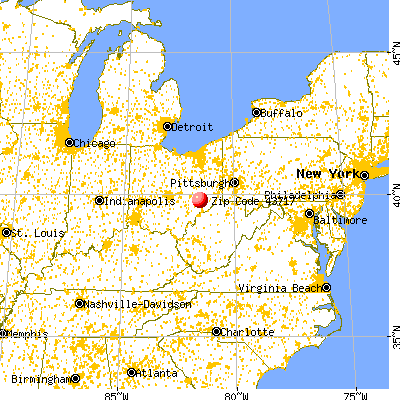 Belle Valley, OH (43717) map from a distance