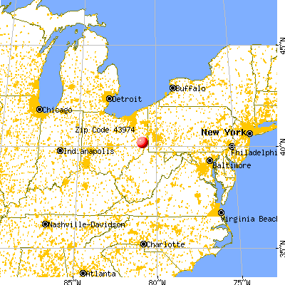 Harrisville, OH (43974) map from a distance