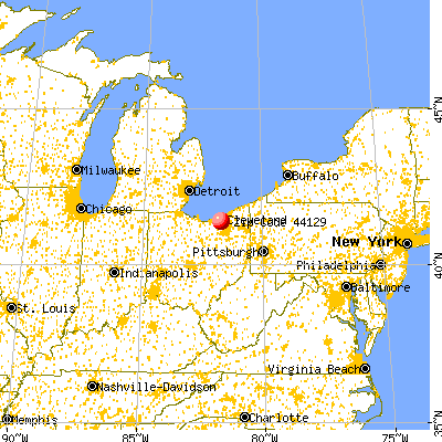 Parma, OH (44129) map from a distance