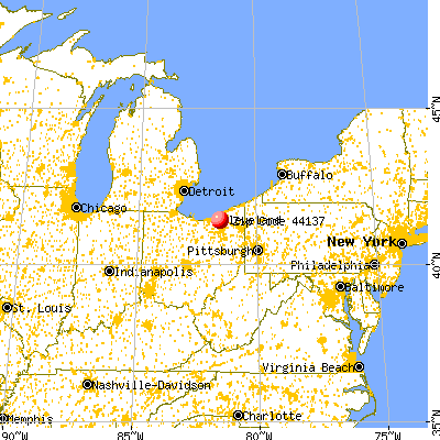 Maple Heights, OH (44137) map from a distance