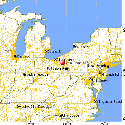 Youngstown, OH (44503) map from a distance