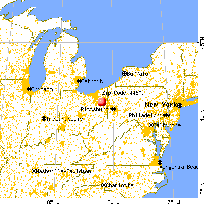 Beloit, OH (44609) map from a distance