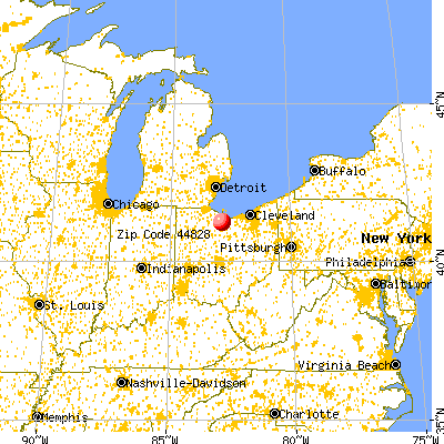 Flat Rock, OH (44828) map from a distance