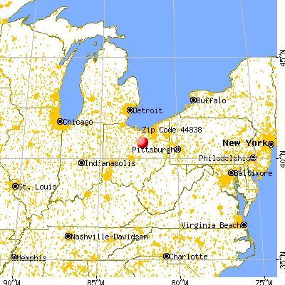 Hayesville, OH (44838) map from a distance