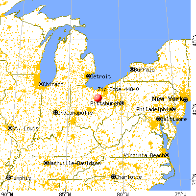 Jeromesville, OH (44840) map from a distance