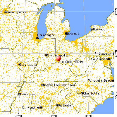 Mason, OH (45040) map from a distance