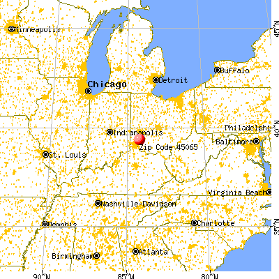 South Lebanon, OH (45065) map from a distance