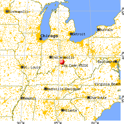 Cincinnati, OH (45216) map from a distance