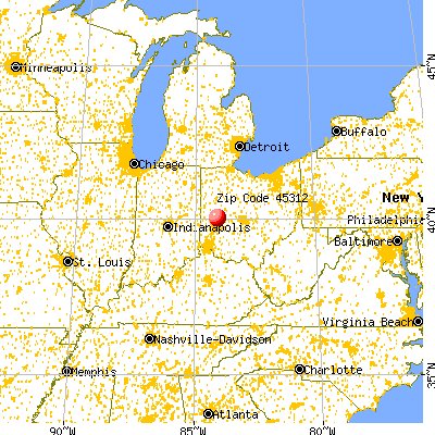 Casstown, OH (45312) map from a distance