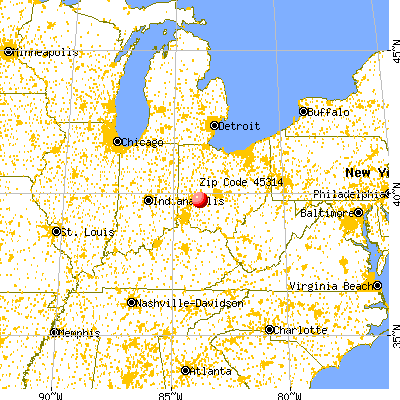 Cedarville, OH (45314) map from a distance