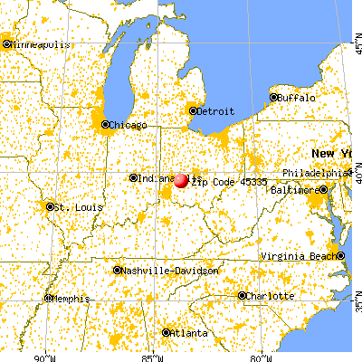 Jamestown, OH (45335) map from a distance