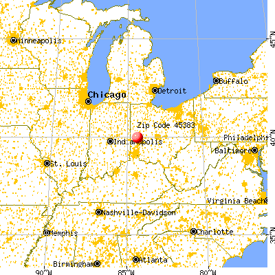 West Milton, OH (45383) map from a distance