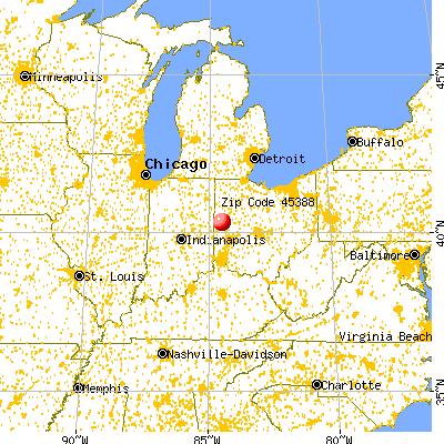 Yorkshire, OH (45388) map from a distance