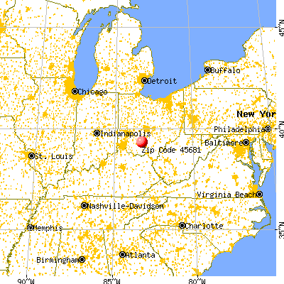 Bourneville, OH (45681) map from a distance