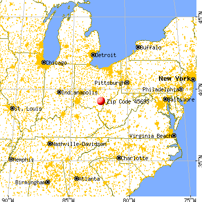 Wilkesville, OH (45695) map from a distance