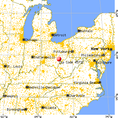 Glouster, OH (45732) map from a distance