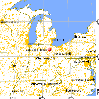 Benton Ridge, OH (45816) map from a distance