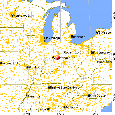 Knightstown, IN (46148) map from a distance