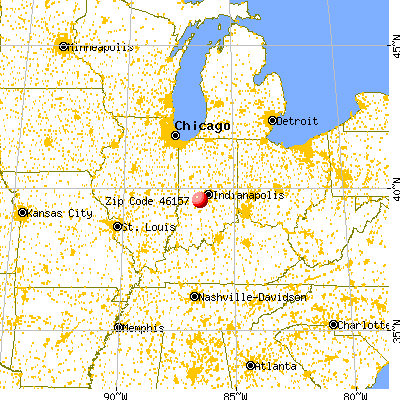 Monrovia, IN (46157) map from a distance