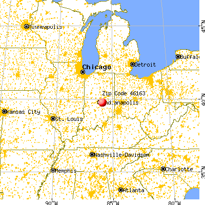 New Palestine, IN (46163) map from a distance