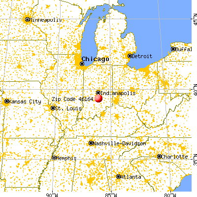 Cordry Sweetwater Lakes, IN (46164) map from a distance